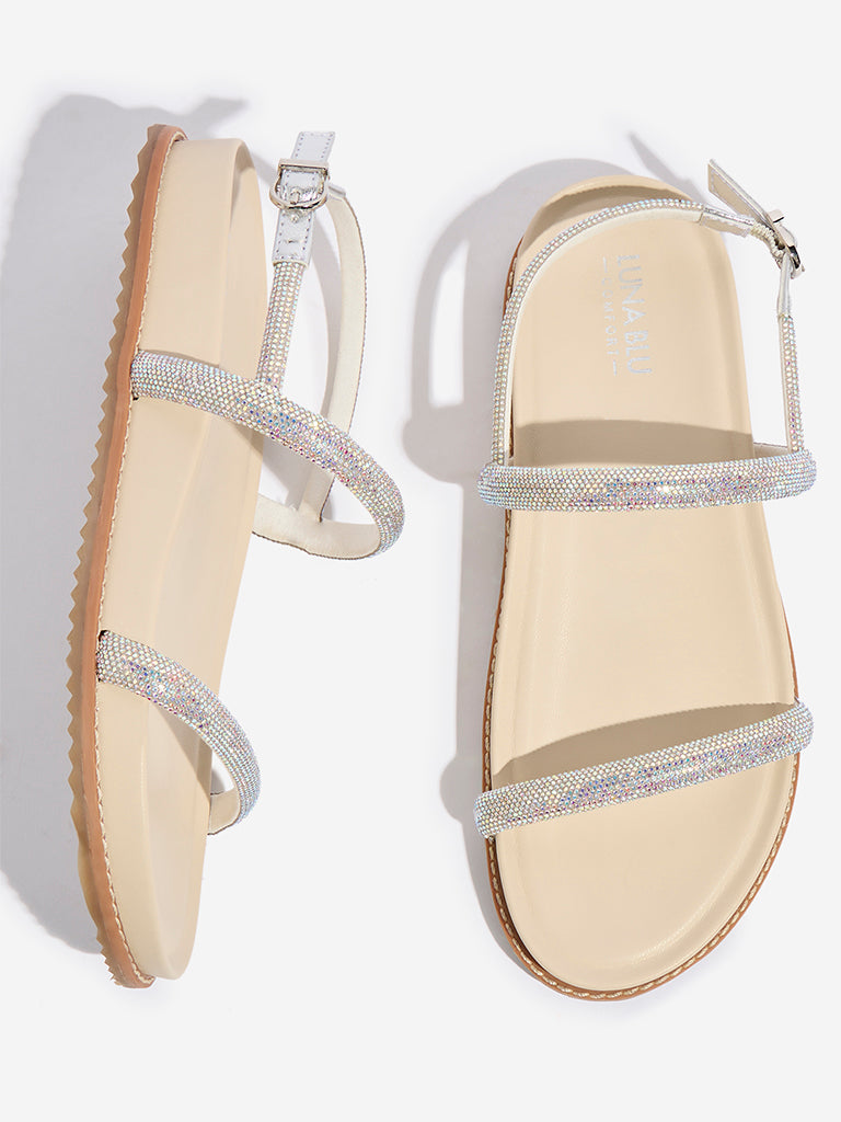 LUNA BLU Ivory Diamante Comfort Sandals - Image 3
