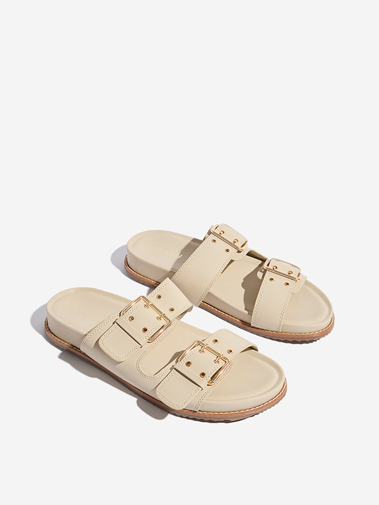 LUNA BLU Ivory Slip-On Comfort Sandals - Image 2