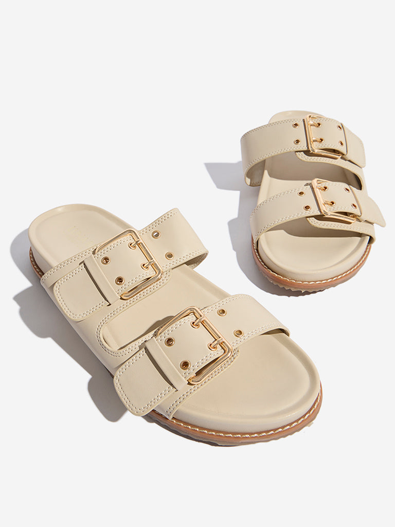 LUNA BLU Ivory Slip-On Comfort Sandals - Image 3