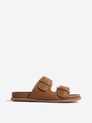 LUNA BLU Tan Slip-On Comfort Sandals