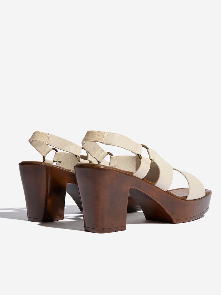 LUNA BLU Ivory Cross Strap Slingback Sandals - Image 3