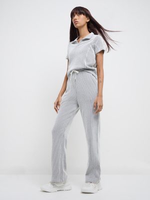 Studiofit Black & White High-Rise Cotton Track Pants