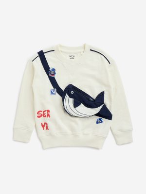HOP Kids Off-White Sea-Themed Cotton-Blend Sweatshirt