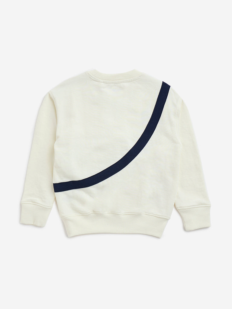 HOP Kids Off-White Sea-Themed Cotton-Blend Sweatshirt - Image 2