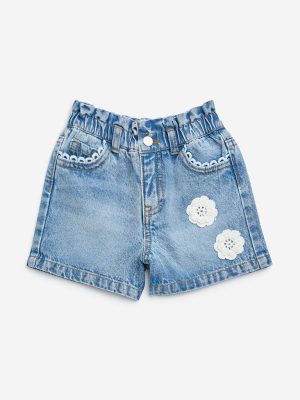 HOP Kids Blue Mid-Rise Denim Shorts