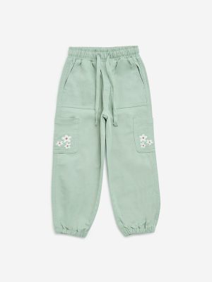 HOP Kids Sage Mid-Rise Cargo-Style Cotton-Blend Joggers