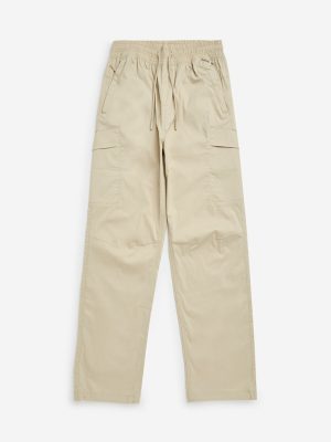 Y&F Kids Beige Mid-Rise Cotton-Blend Pants