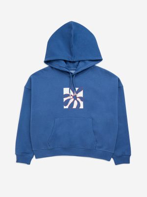 Y&F Kids Indigo Text Design Cotton-Blend Hoodie