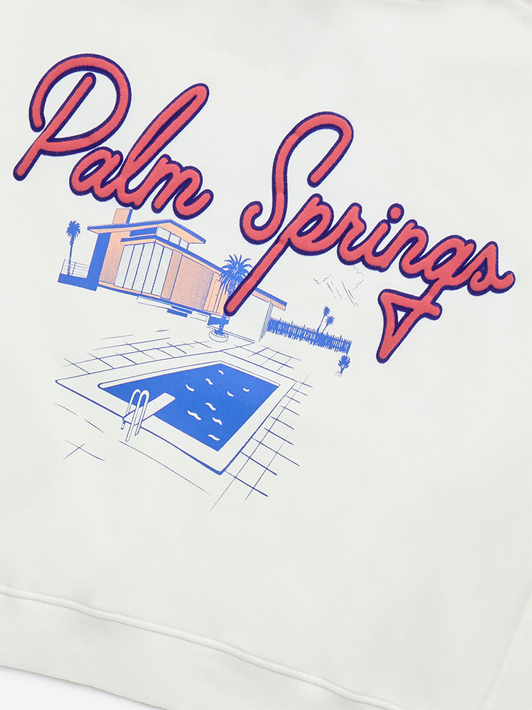 Y&F Kids White Text Design Cotton-Blend Hoodie - Image 3