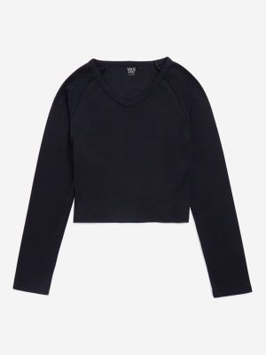 Y&F Kids Black Solid T-Shirt