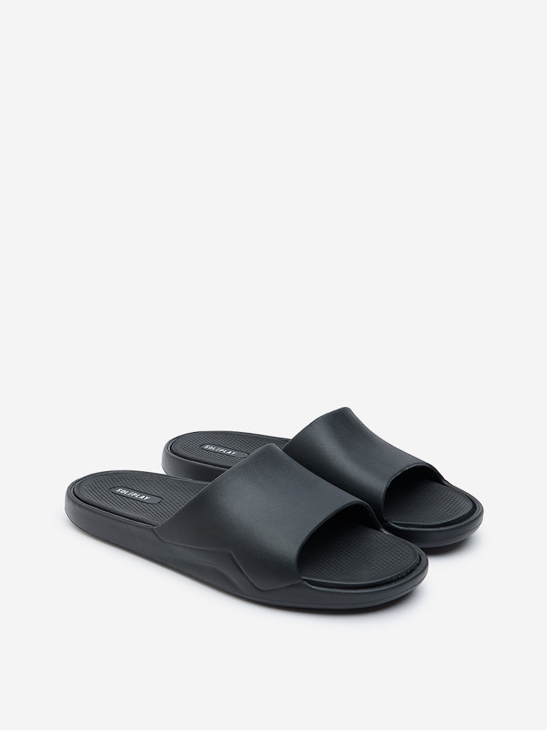 SOLEPLAY Black Solid Pool Slides - Image 2