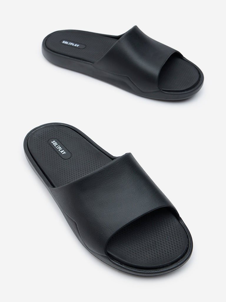 SOLEPLAY Black Solid Pool Slides - Image 3