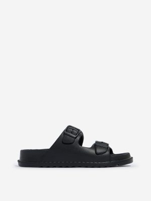 SOLEPLAY Black Double Band Slip-On Sandals