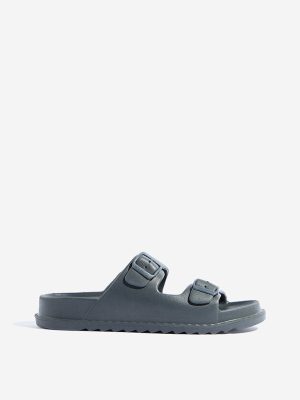 SOLEPLAY Dark Grey Buckled Slip-On Sandals