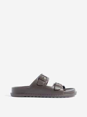 SOLEPLAY Brown Buckled Slip-On Sandals