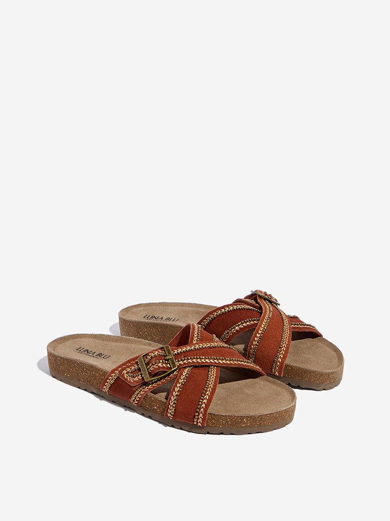 LUNA BLU Rust Criss-Cross Design Slides - Image 2