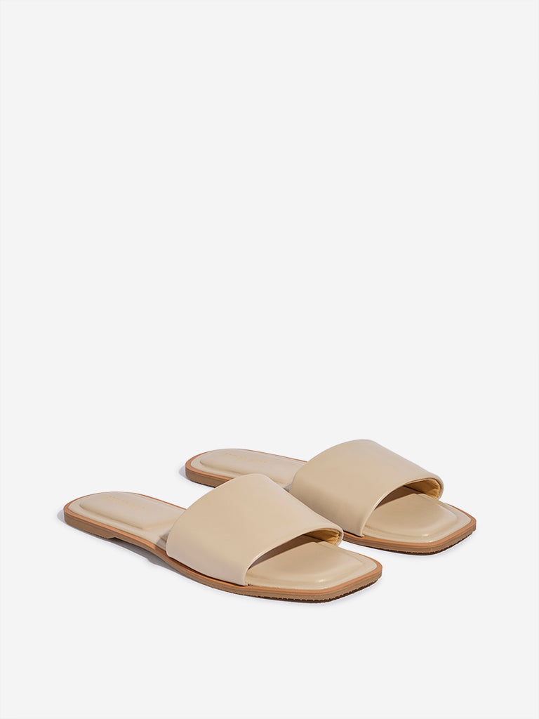 LUNA BLU Beige Slip-On Slides - Image 2
