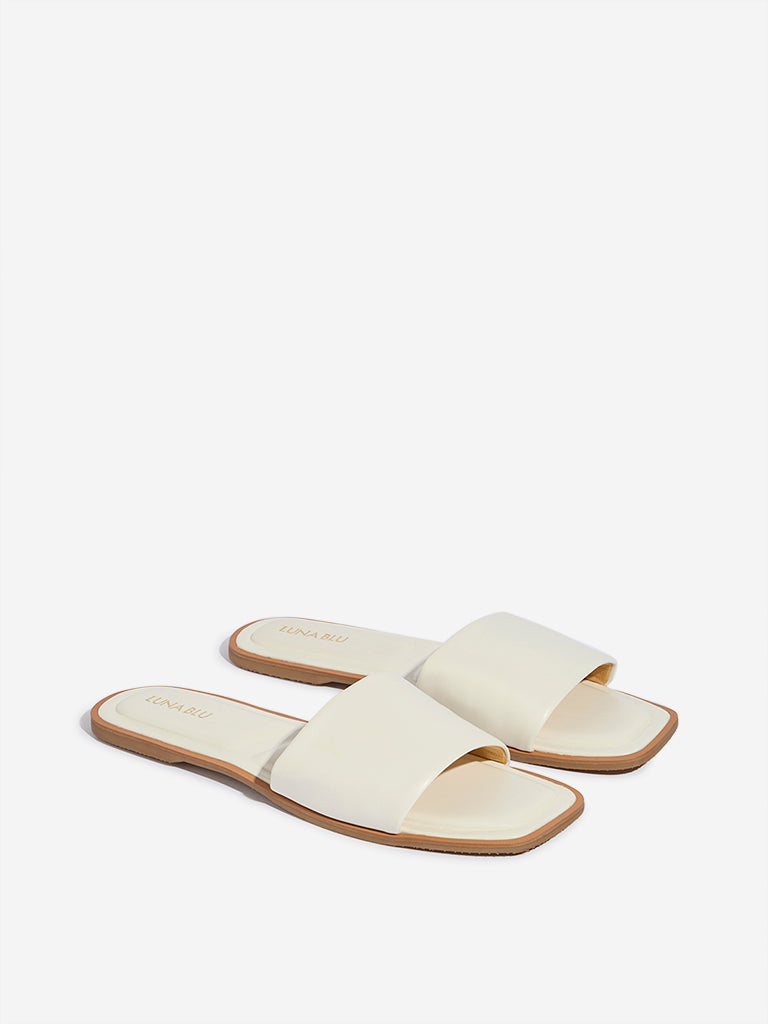 LUNA BLU White Slip-On Slides - Image 2