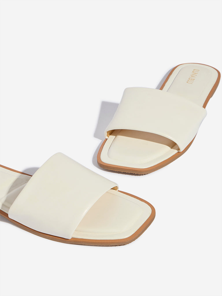 LUNA BLU White Slip-On Slides - Image 3