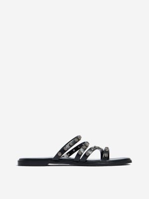 LUNA BLU Black Multi-Strap Slides