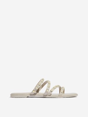 LUNA BLU Ivory Multi-Strap Slides