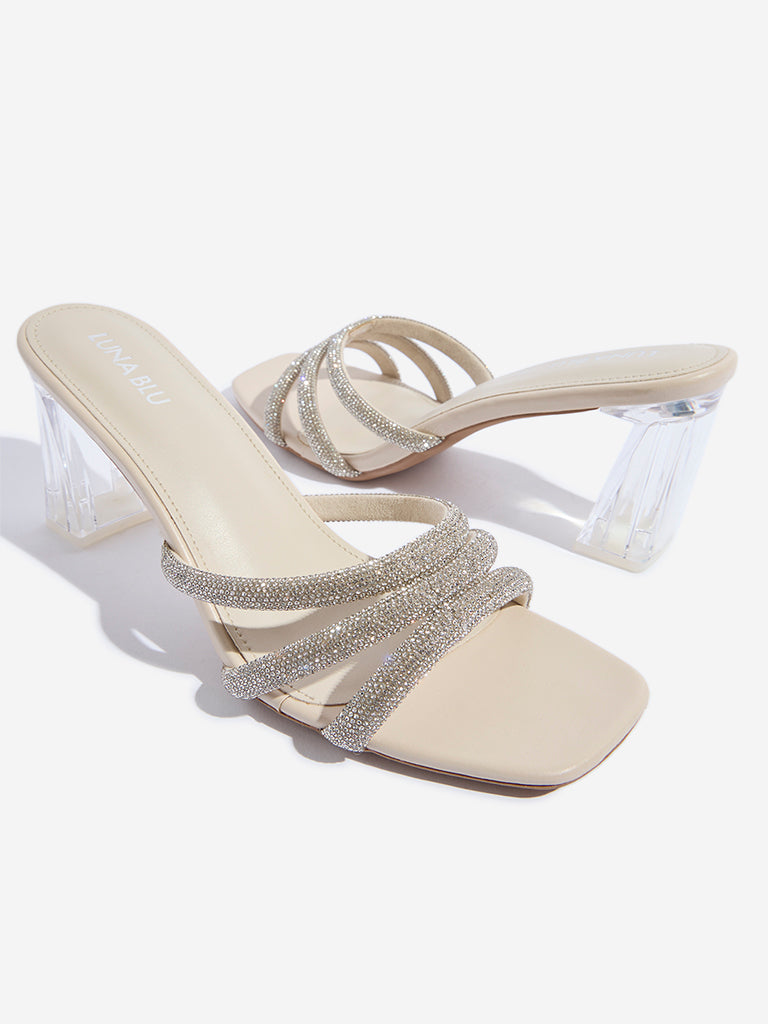 LUNA BLU Ivory Multi-Strap Heel Sandals - Image 3