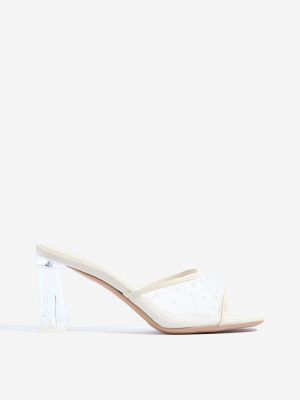 LUNA BLU Ivory Pearlescent Block Heel Sandals
