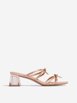 LUNA BLU Rose Gold Bow-Detailed Sandals