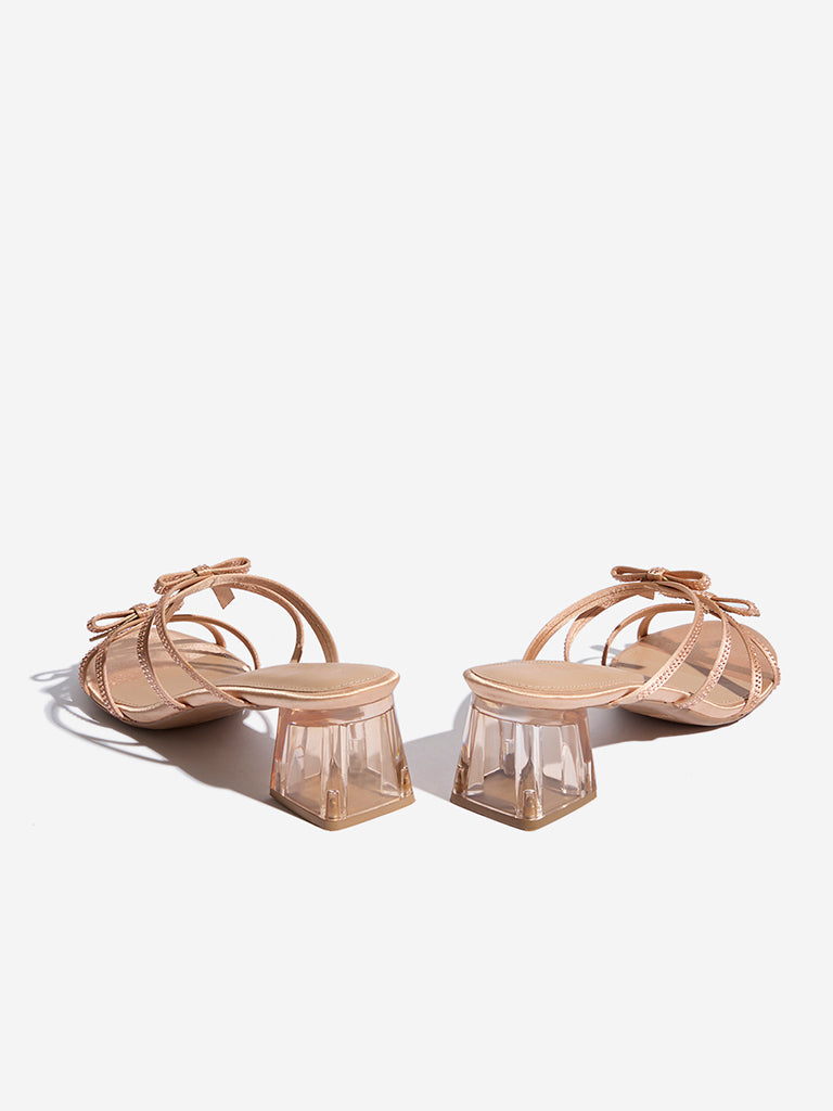 LUNA BLU Rose Gold Bow-Detailed Sandals - Image 3
