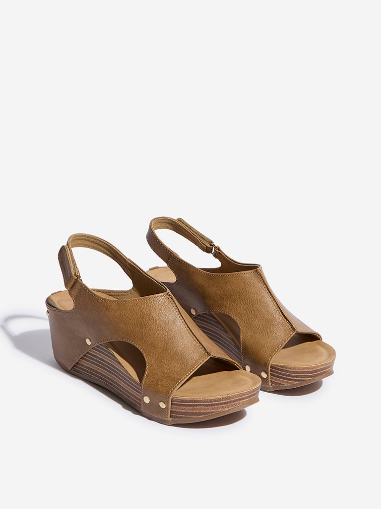 LUNA BLU Brown Slingback Wedge Sandals - Image 2