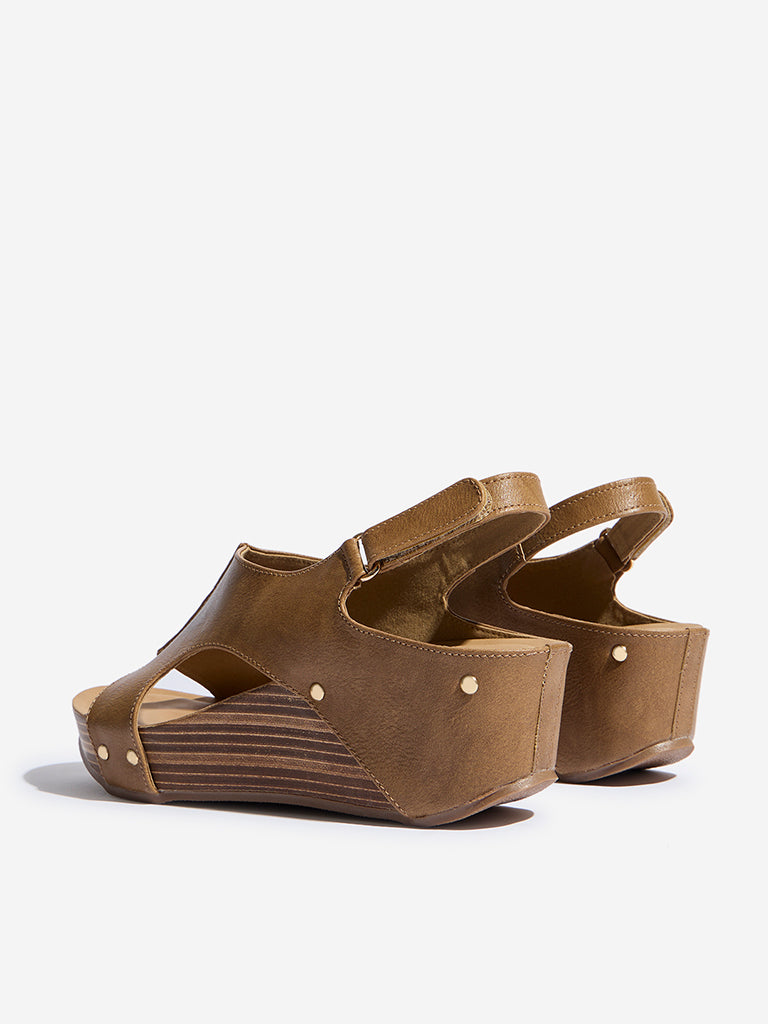 LUNA BLU Brown Slingback Wedge Sandals - Image 3