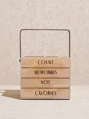 Westside Home Beige Text Design Wooden Cutlery Caddy