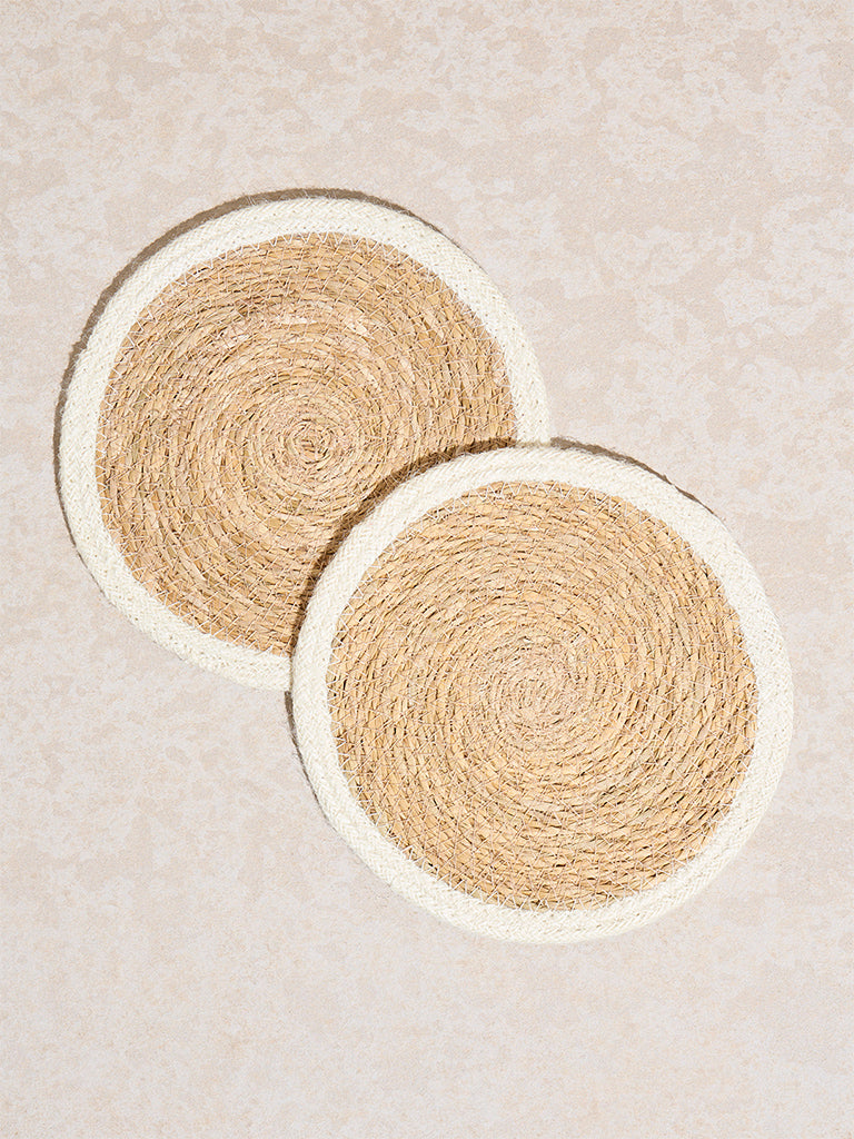 Westside Home Beige Braided Jute Trivet (Set of 2)