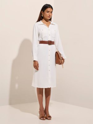 Wardrobe White Shirt Dress with Belt
