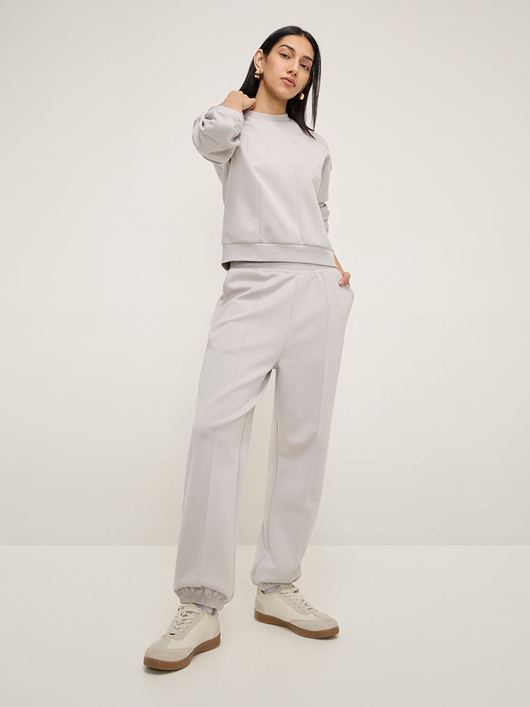 LOV Grey Solid Cotton-Blend Sweatshirt - Image 3