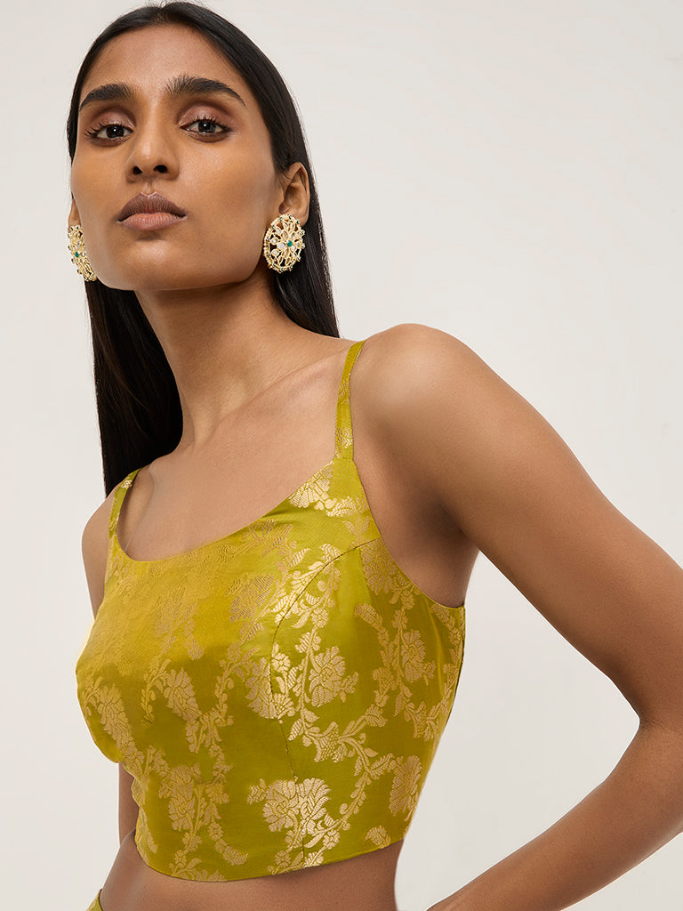 Vark Green Brocade Blouse - Image 3