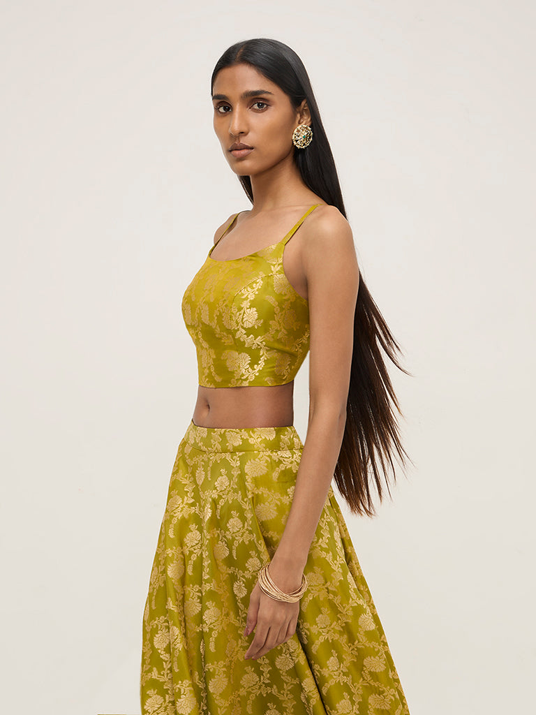 Vark Green Brocade Blouse - Image 4