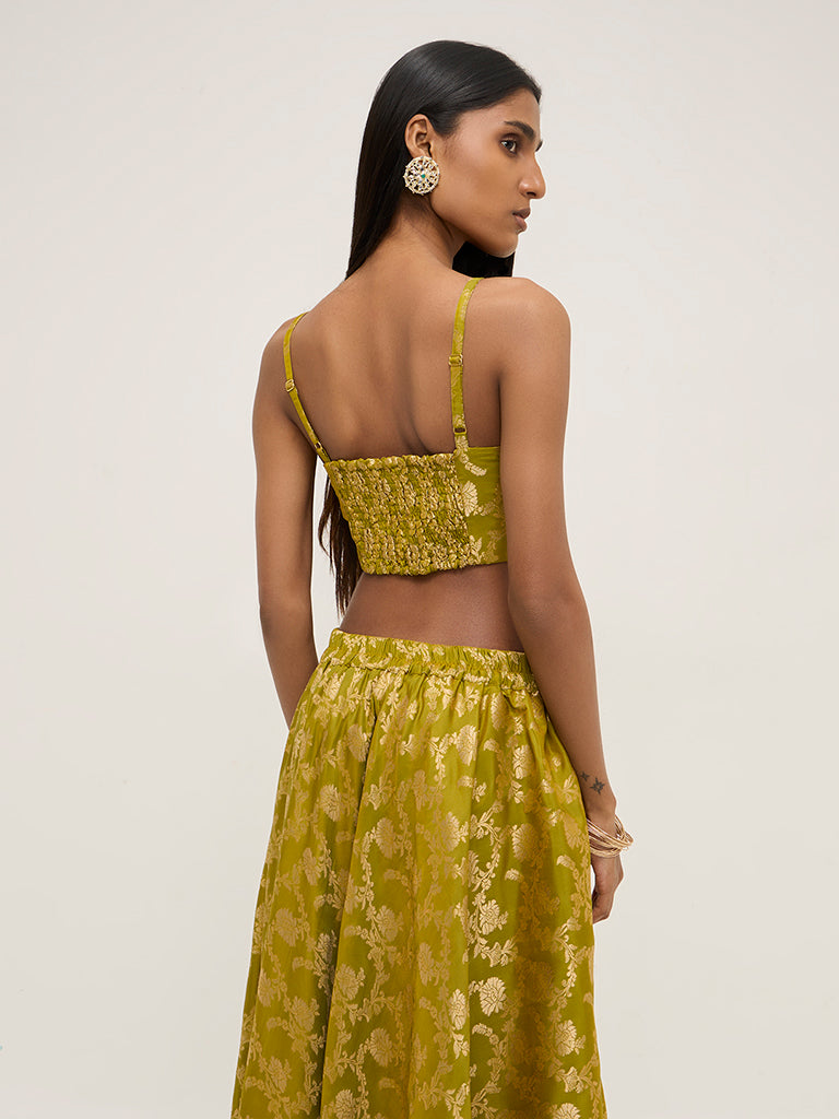 Vark Green Brocade Blouse - Image 5