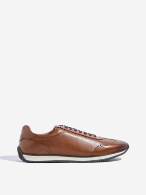 SOLEPLAY Tan Solid Lace-Up Sneakers
