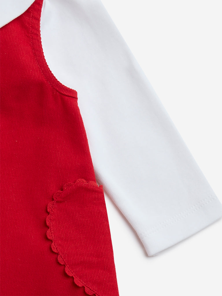 HOP Baby Red Cotton T-Shirt & Pinafore Set - Image 3