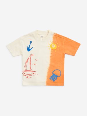 HOP Kids Orange Sea-Inspired Cotton T-Shirt
