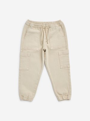 HOP Kids Beige Relaxed-Fit Mid-Rise Jeans
