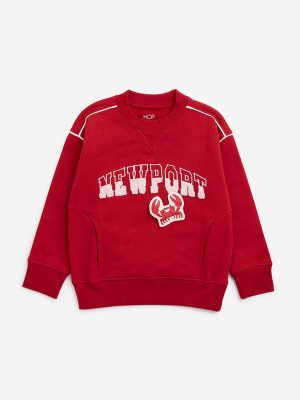 HOP Kids Red Text Design Cotton Sweatshirt
