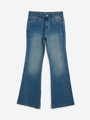 Y&F Kids Blue Wide-Leg High-Rise Jeans