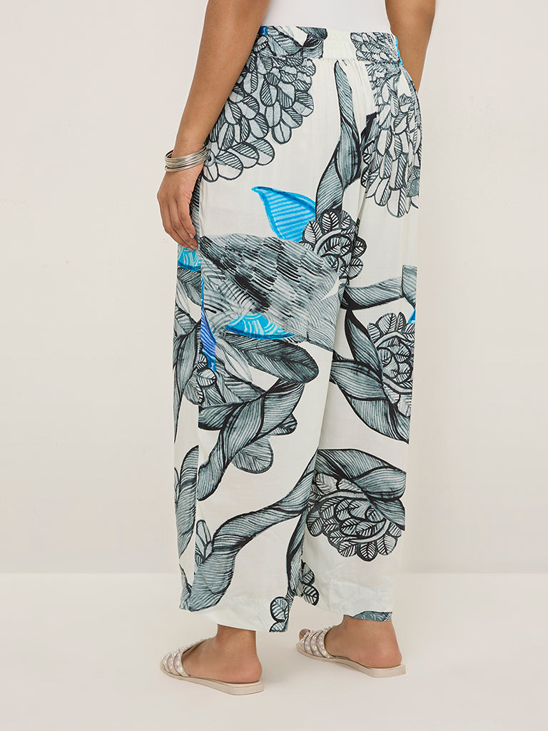 Diza White Gond Printed Ethnic Pants - Image 2