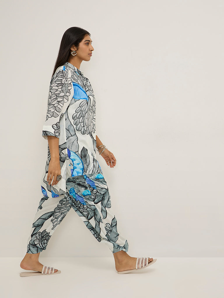 Diza White Gond Printed Ethnic Pants - Image 3