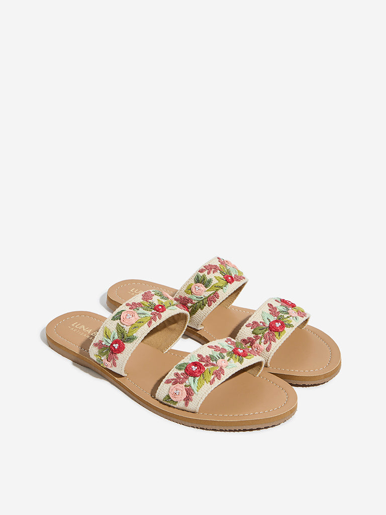 LUNA BLU Beige Floral Design Sandals - Image 2