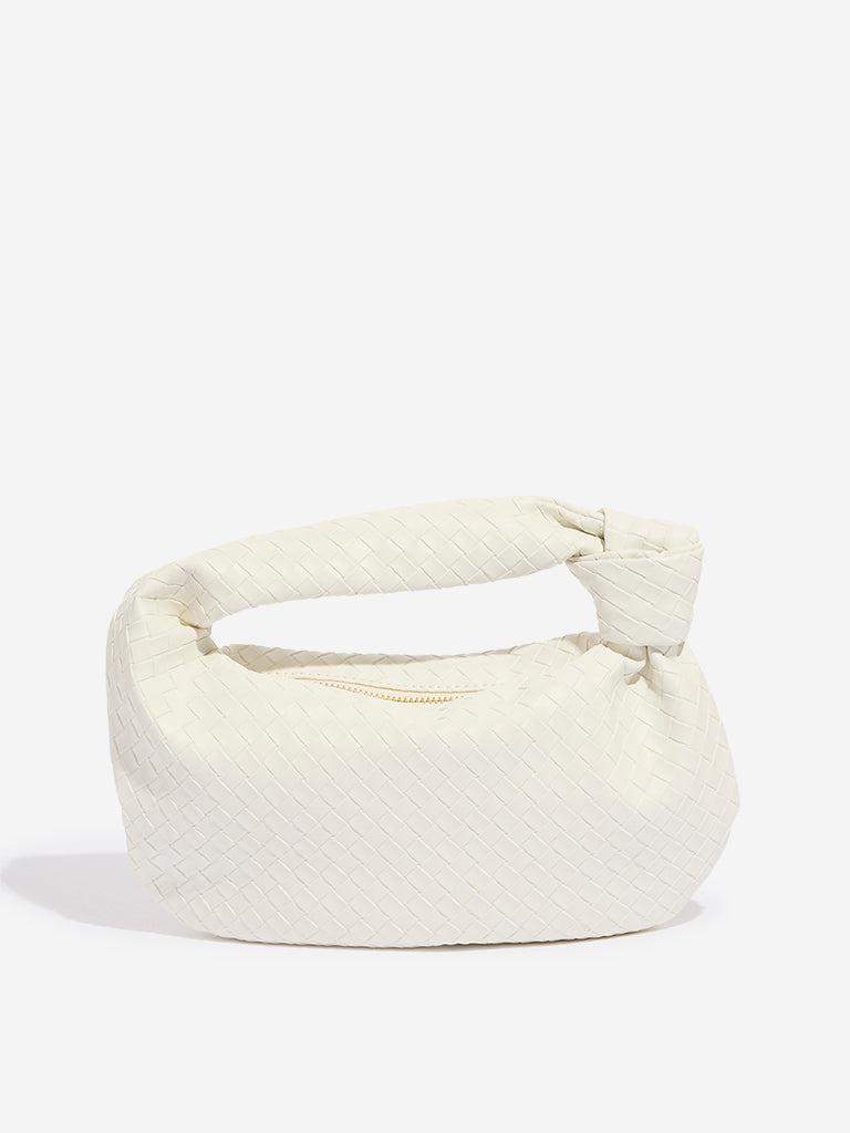Westside White Woven Handbag