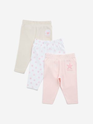 HOP Baby Multicolour Printed Cotton Pants - Pack of 3