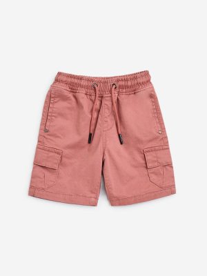 HOP Kids Dusty Pink Mid-Rise Cotton-Blend Shorts